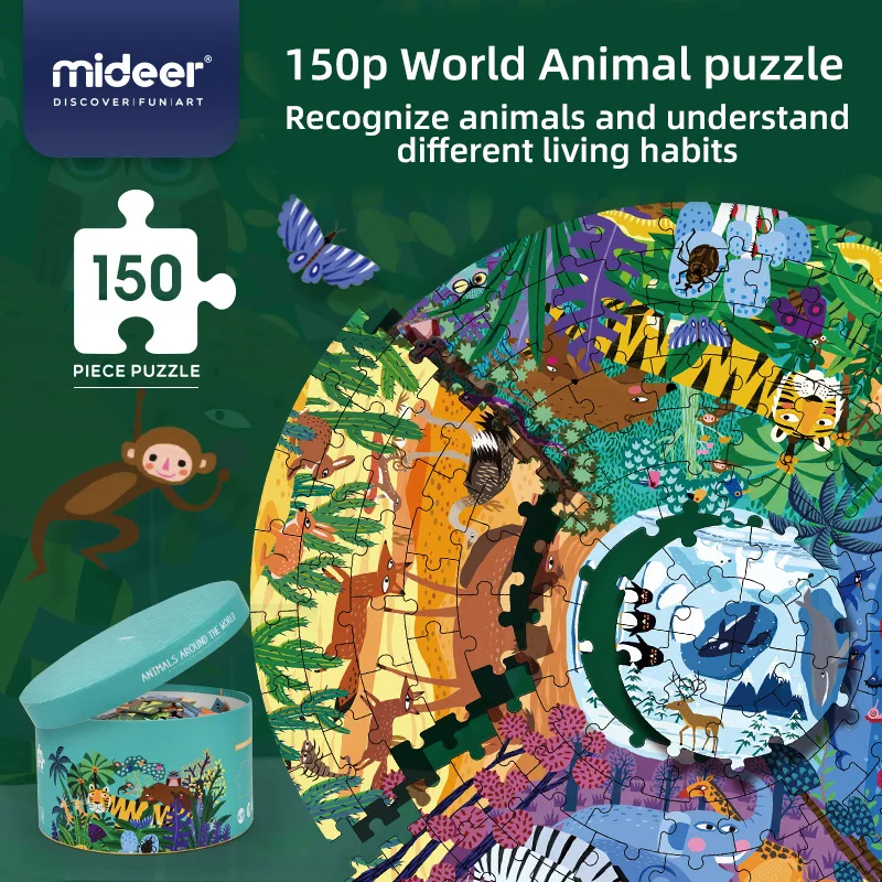 Mideer детские развивающие 150 штук животных по всему миру подарки коробка пазл От 3