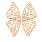 Женские серьги-гвоздики в форме бабочки, золотистые металлические серьги в форме большого веера, модные ювелирные украшения, 2019