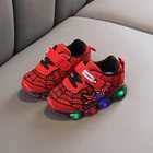 Детская Мягкая теннисная обувь, осень Сникеры спайдермена г., для мальчиков и девочек, со светодиодной подсветкой