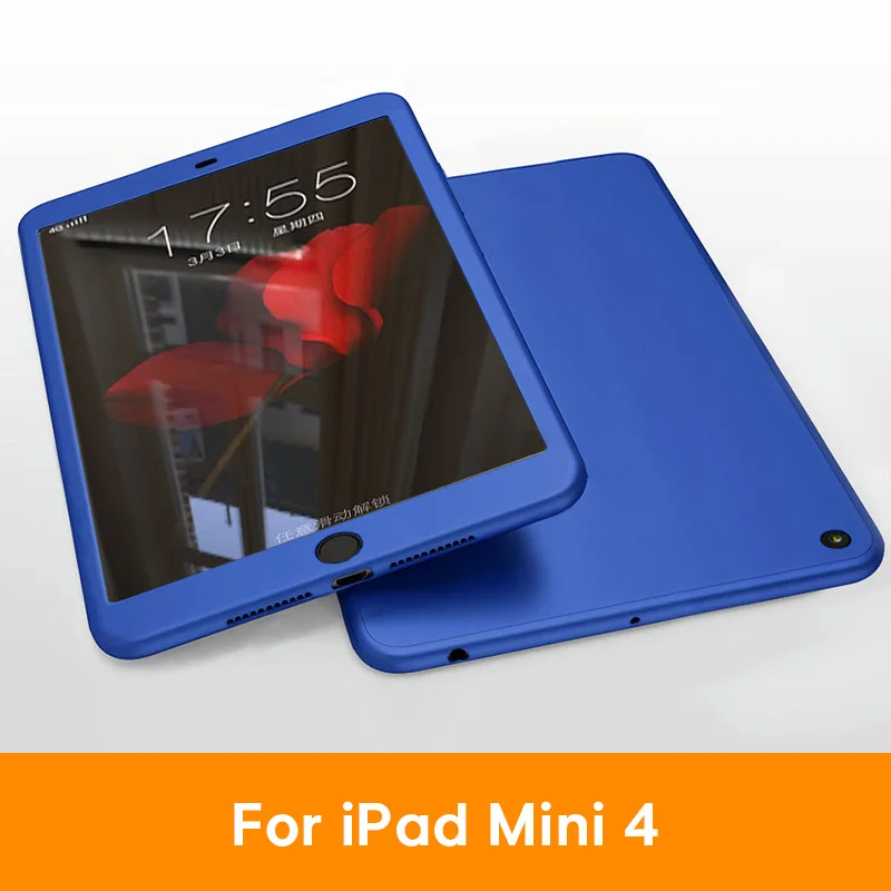 For iPad mini 4 NV Чехол для iPad Air 1 2 3 iPad mini 4 5 для iPad Pro 10,5 силиконовый 360 всего тела крышка+ Стекло для iPad 9,7 5th 6th чехол - Цвет: For iPad mini 4 NV