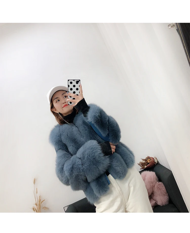 Rf1929 зимнее короткое пальто из натурального Лисьего меха Stlye FluffyReal, натуральная кожа, натуральный мех, куртка с длинным рукавом, женские пальто из натурального меха