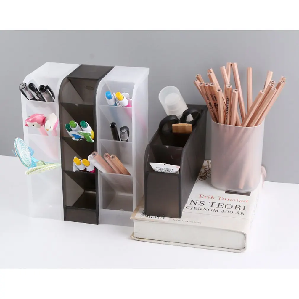 

Multi-function 4 Grid Office Accessories Desktop Pen Holder School Storage Case Plastic Box Desk Pen Pencil Organizer