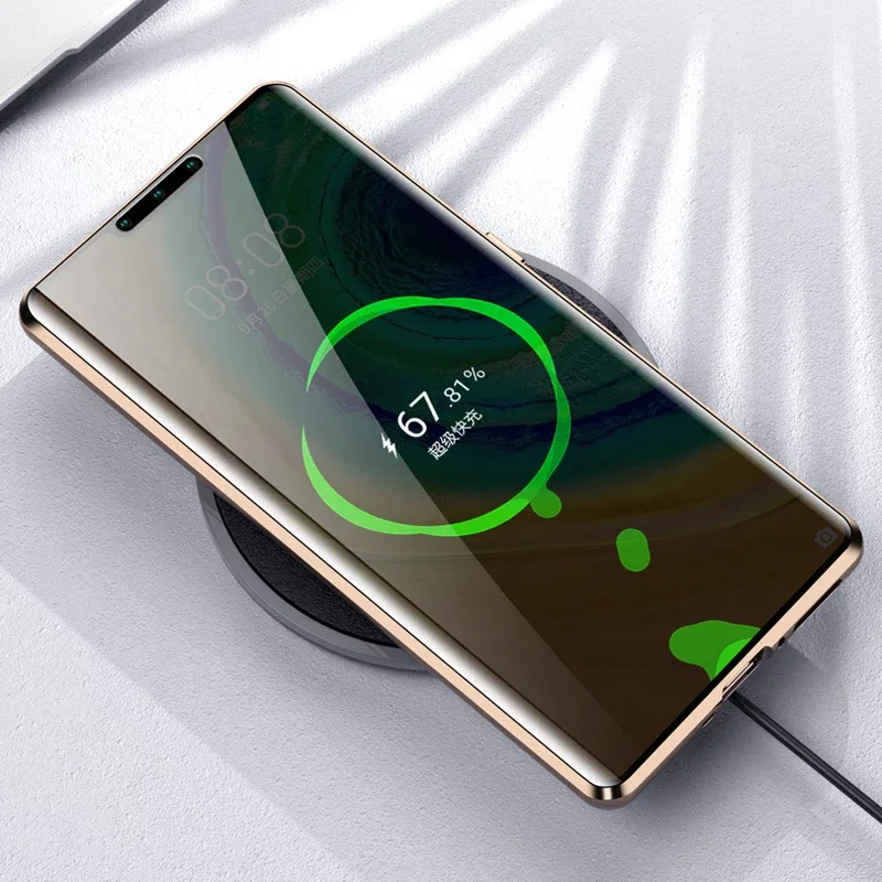 

Full Cover Back Leather & Front Glass Case For Huawei P40 Pro Magnetic Metal Bumper For Huawei Mate 40 30 Nova 7 Pro SE 6 Cases