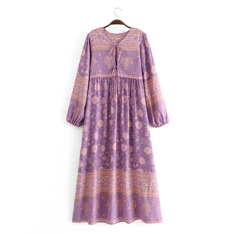 

European and American Women's Long Positioning Printed Long Sleeve Dress