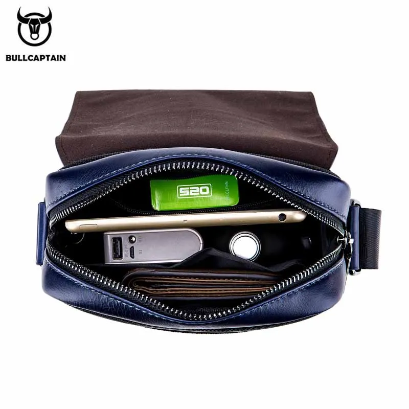 BULLCAPTAIN men's leather diagonal shoulder bag new top layer cowhide casual personality multifunctional small and medium bag
