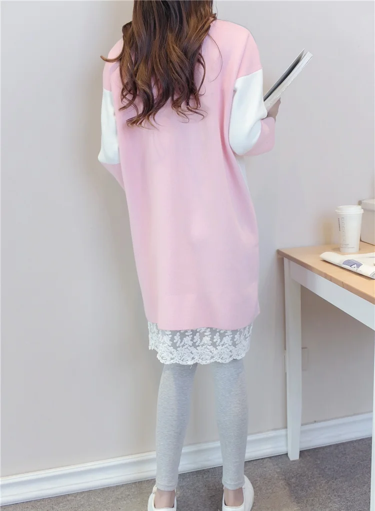 Осенне-зимнее платье для кормящих матерей элегантное кружевное лоскутное