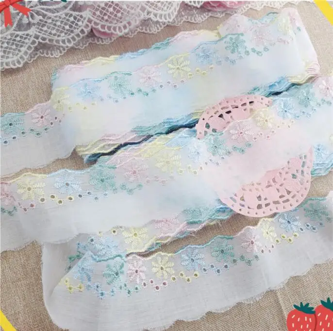 2 м супер красивая ткань полиэстер хлопок красочные вышитые кружева DIY материалы