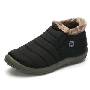 Новая модная мужская зимняя обувь однотонные Цвет зимние сапоги теплые водонепроницаемые лыжные ботинки на нескользящей подошве с хлопчатобумажным утеплителем внутри