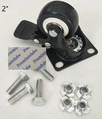 2In Caster Brakes 2 шт./лот Черный дорожный полёт аудио чехол Встраиваемая бабочка Засов петля с защелкой угловая скобка пружинная тяга ролик комплект оборудования - Цвет: 2In Caster Brakes