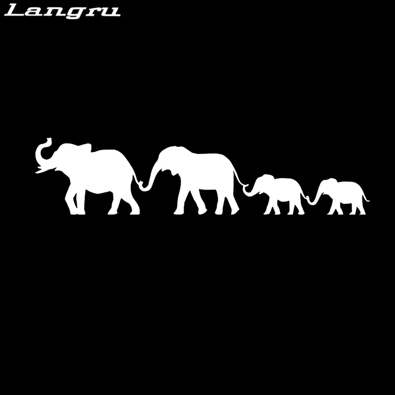 Langru Car Elephant Family Walking- Warm And Romantic Vinyl Decal Rear Window Sticker Body Accessories Jdm | Автомобили и