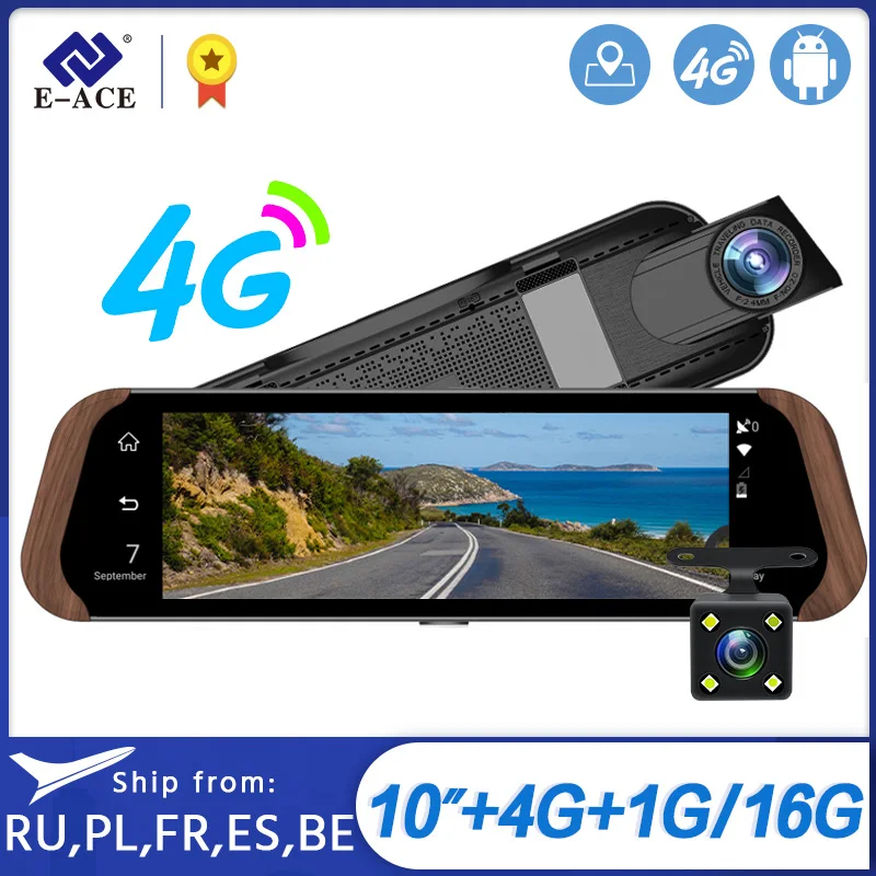 E-ACE D06 Android 5 1 GPS Автомобильный видеорегистратор 10 дюймов потоковое зеркало