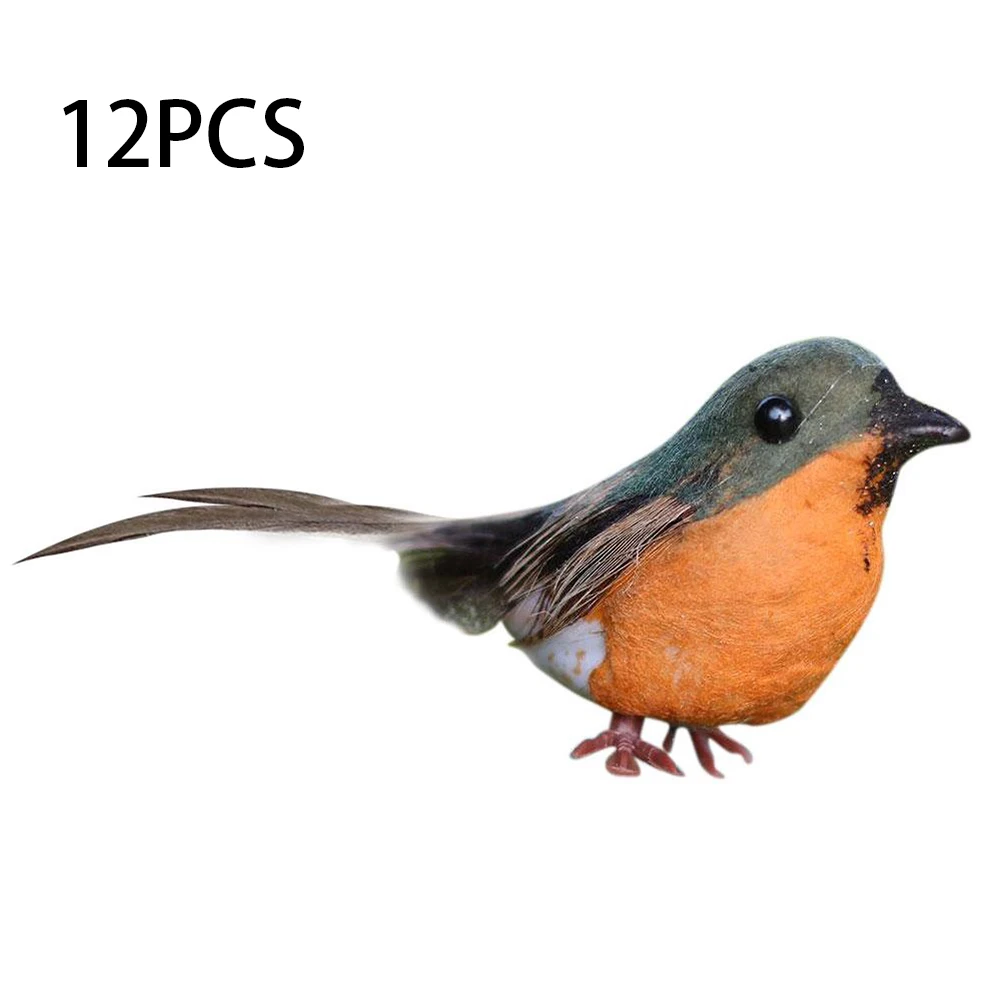 

12pcs Robin Bird Christmas Mini Artificial Bird Christmas Tree Decorations For Xmas Party Home Living Room Decor Decoration Gift