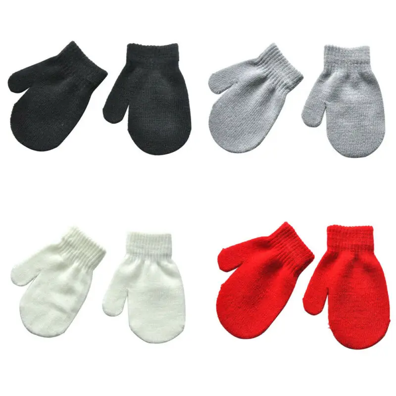 2-6T Winter Warm Baby Gloves Children Knitted Stretch Mittens Kids Solid Girls Full Finger Glove Boys | Детская одежда и обувь