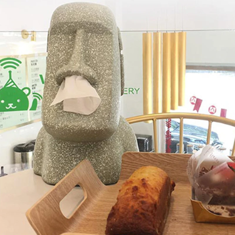 Креативная забавная папиросная коробка Moai из смолы домашний декор фигурки