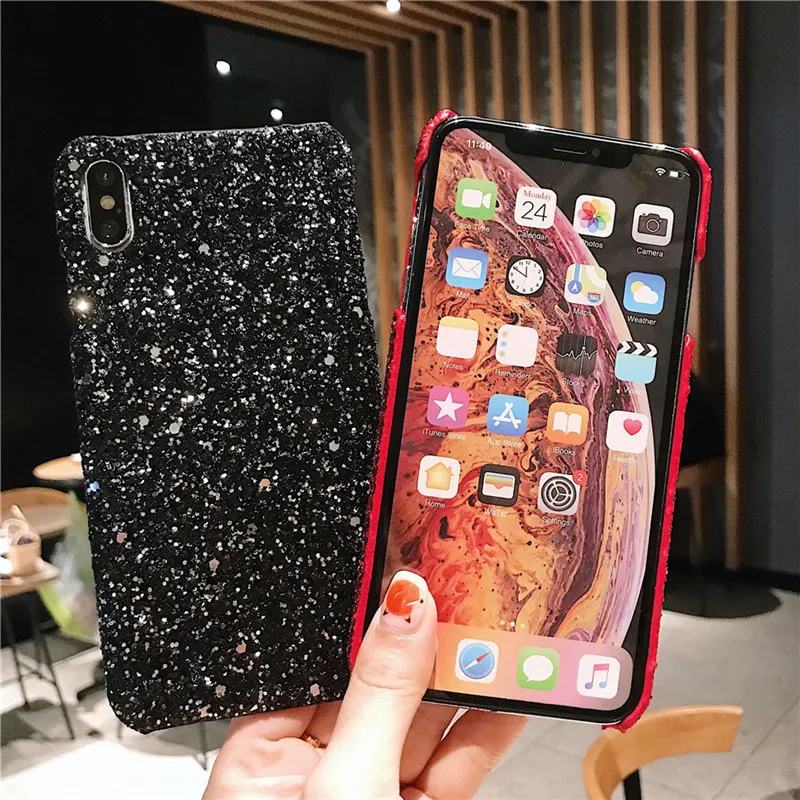 Модный матовый чехол с блестками для телефона Xiaomi Redmi Note 10 Pro 8 9T 9C Mi 9 Lite Жесткий