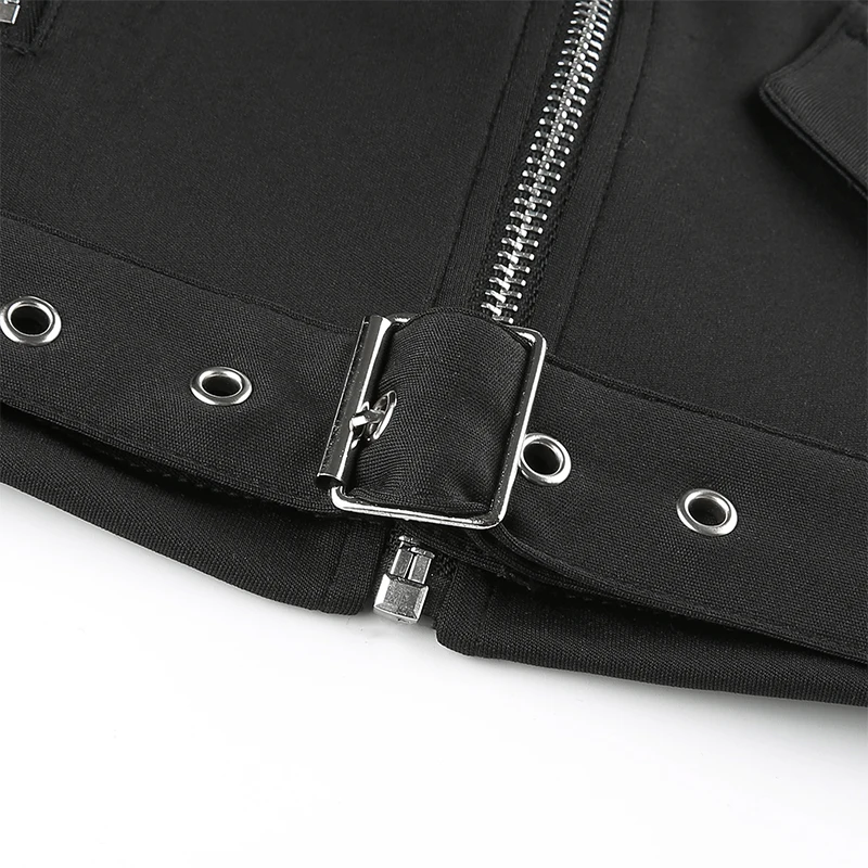 HEYounGIRL Harajuku панк черная укороченная куртка повседневное короткое пальто с длинными рукавами для женщин Готический бомбер пальто осенняя уличная одежда тонкая