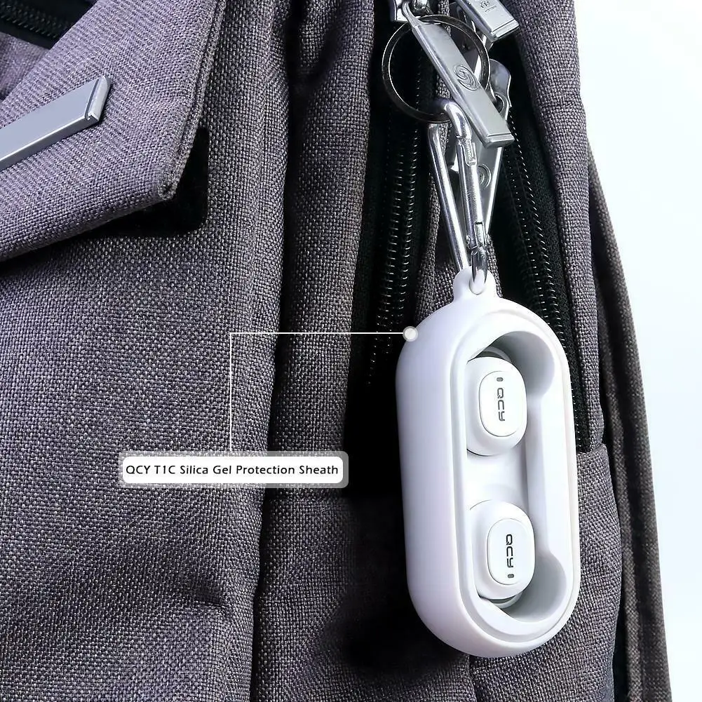 Защитный чехол Bluetooth для беспроводных наушников силиконовый троса QCY T1C |