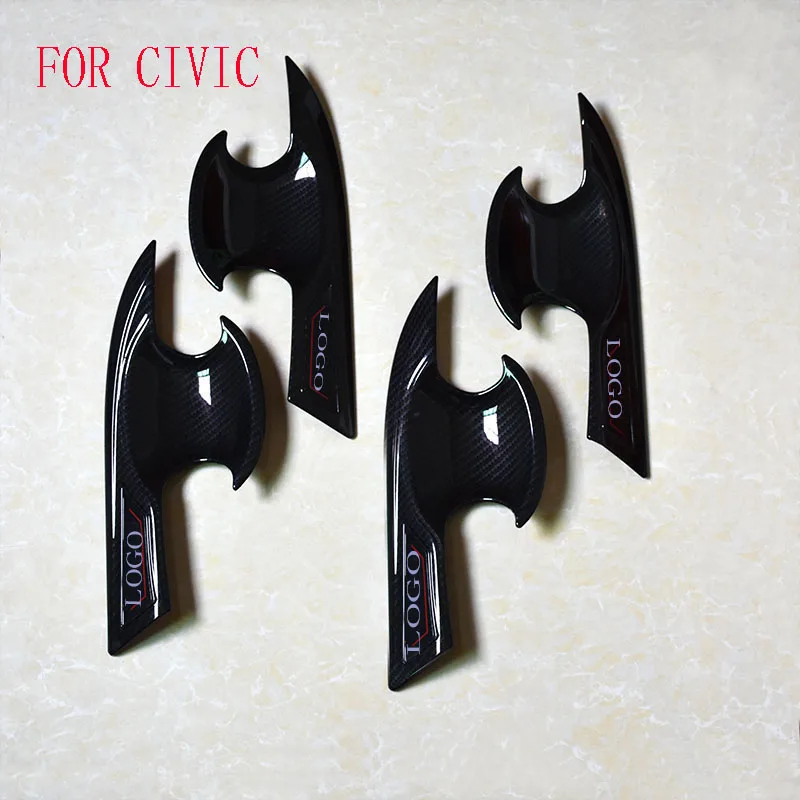 Чехол для дверной ручки хромированный углеродное волокно без отверстия ключа |