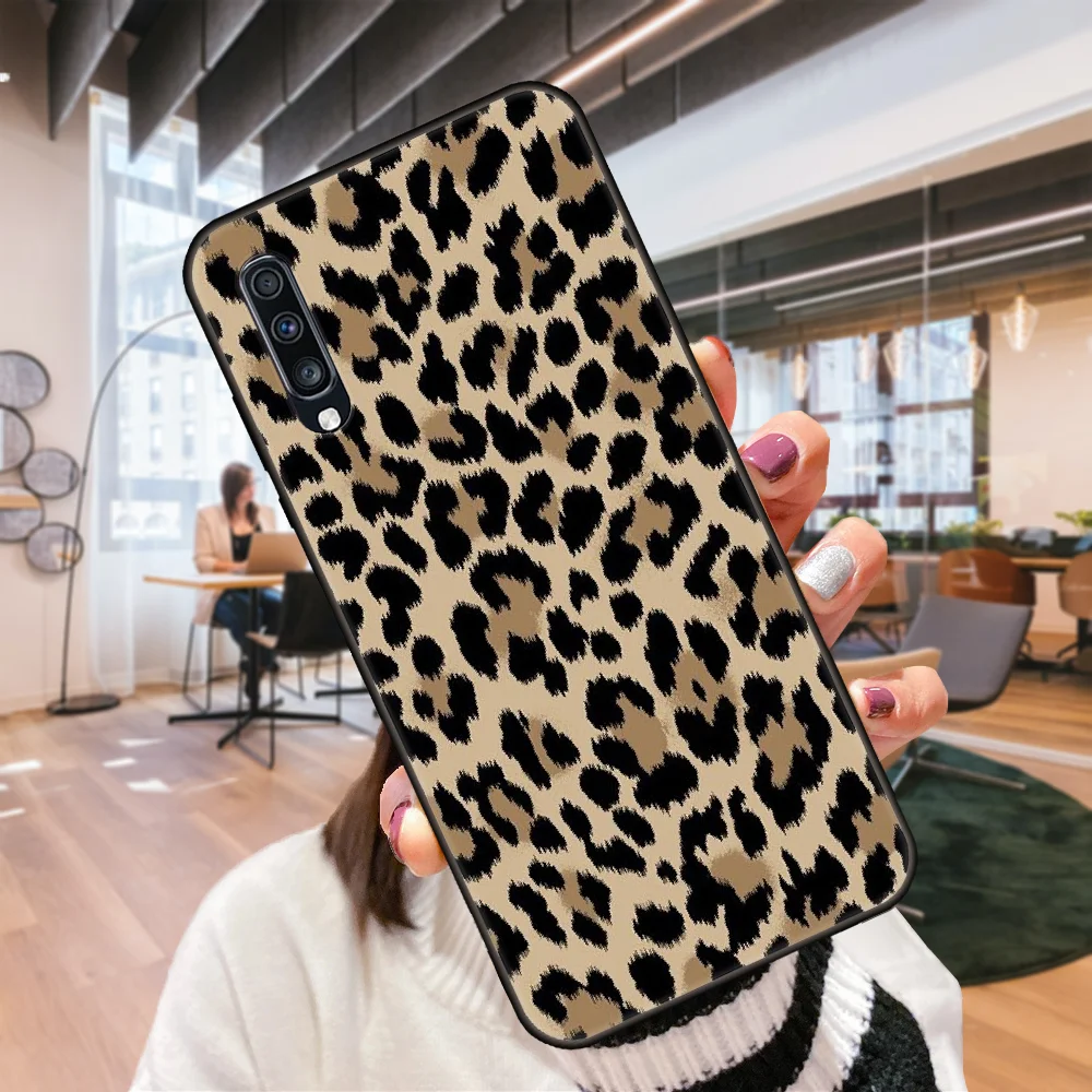 Phone Case For Samsung Galaxy A 50 51 71 70 7 5 10 20 30 40 41 21 S E Black Cover Hoesjes Tpu Funda Luxury Leopard pattern | Мобильные