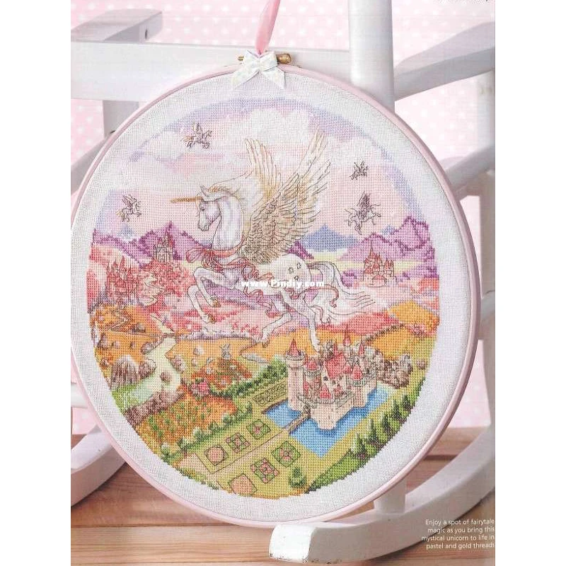 

11/14/16/18/22/25/28CT Counted Cross Stitch Kit Unicorn in the Sky Flying Over the Castle Fairytale Unicorns