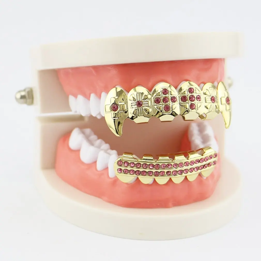 GENBOLI Metal Hip Hop Braces Top And Bottom Teeth Bling Set Halloween Party Jewelry Body ToothN | Украшения и аксессуары