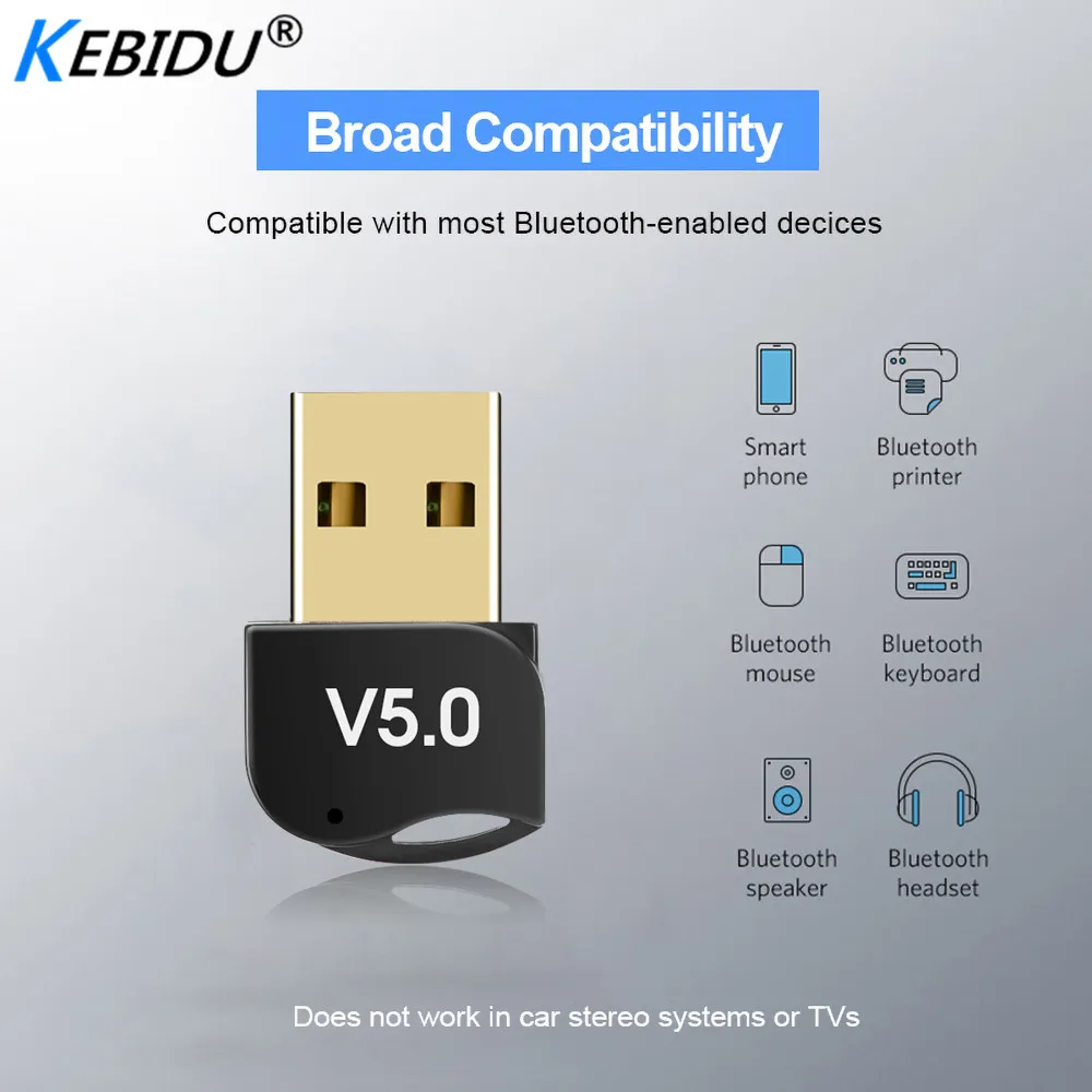 Kebidumei USB Bluetooth адаптер V5.0 Двойной режим беспроводной Dongles музыкальный звуковой