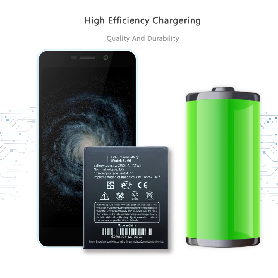 Запасная аккумуляторная батарея BL 06 BL06 для THL T6 T6S Pro T6C сменная 2250 мАч с Трек