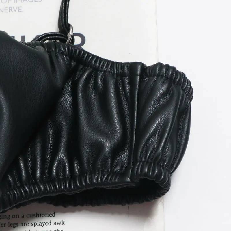 

XITAO New Pu Tank Top New Women Folds Outer Wear Sling Underwear 2021 Simplicity Personality Street Trendy All-match CLL1719