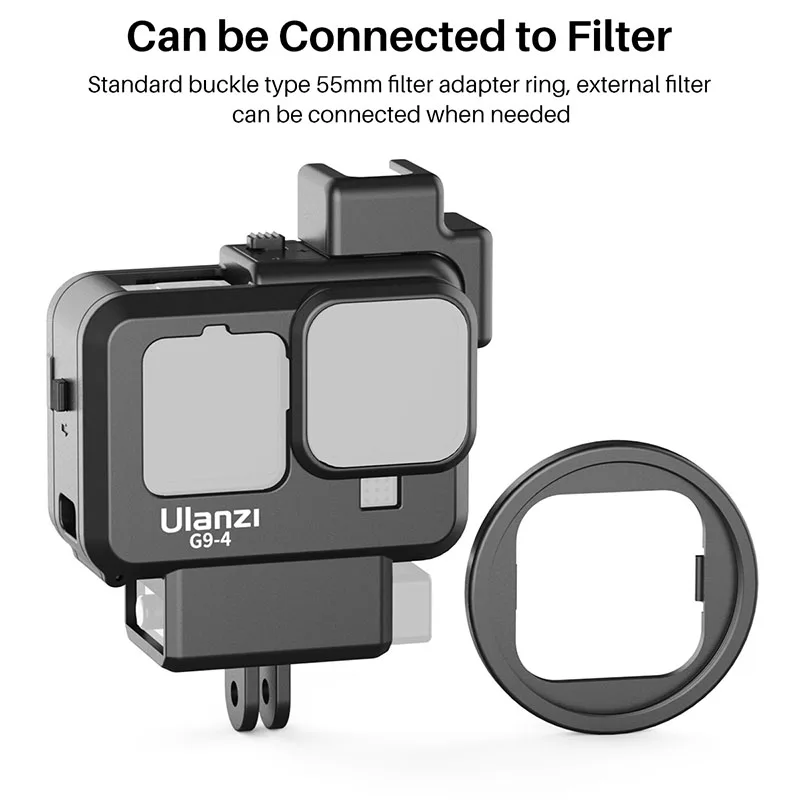 Пластиковая клетка Ulanzi для GoPro Hero 9 черный чехол камеры с холодным башмаком и