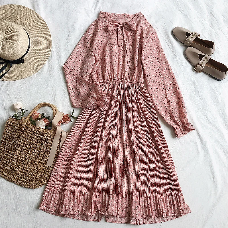 Женское винтажное плиссированное платье с бантом элегантное праздничное