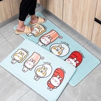 cartoon animal kitchen floor mat waterproof pvc leather foot mat household long non slip mat anti fatigue kitchen rug