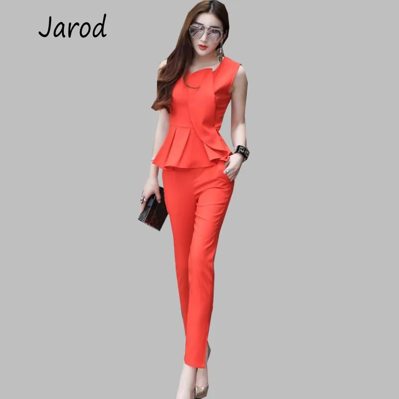 Летний женский формальный костюм из 2 предметов брюки 2019 модная блузка без