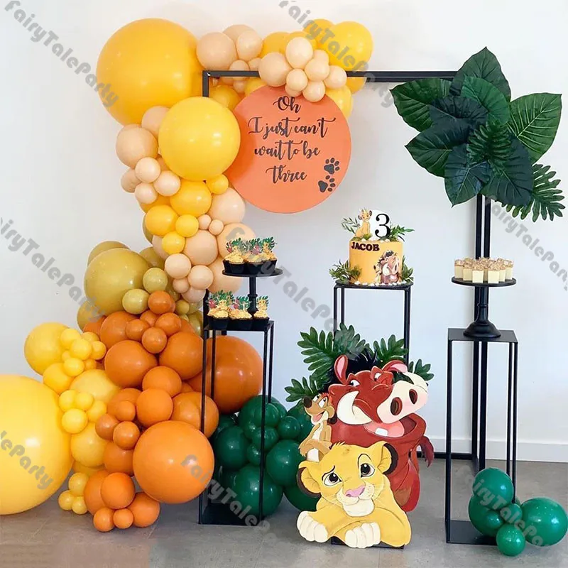 

137pcs Safari Balloon Garland Birthday Baby Shower Party Decoration Backdrop Forest Green Doubled Orange Balloons Arch Supplies