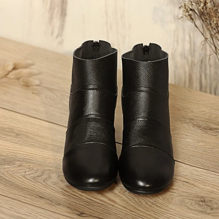Женские ботильоны зимние ботинки на плоской подошве с мягкой кожаной подошвой
