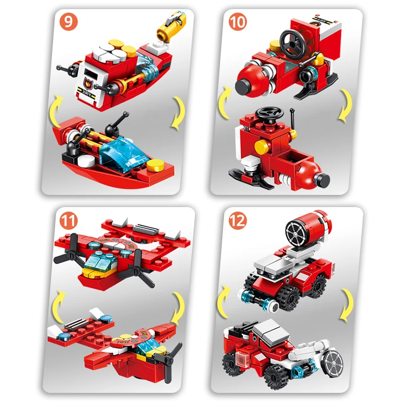 12 in1 City Police Fire Station Engine Fighters Truck Car Transformation Model Building Bricks Blocks Sets For Children Gift | Игрушки и