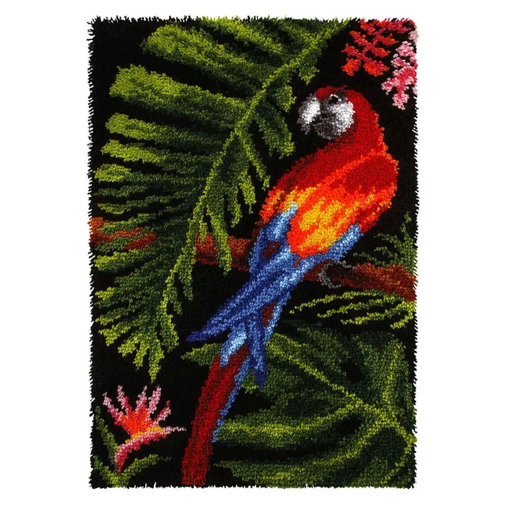 

Latch Hook Rug Kit with Printed Parrot Canvas DIY Craft Embroidery Carpet embroidery Crochet Hook Rug for Adults Kids Home Decor
