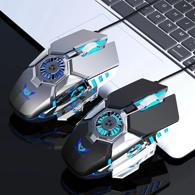 

HOT-ZERODATE G22 Wired,6400DPI Computer Gaming Mouse RGB with Built-in Fan