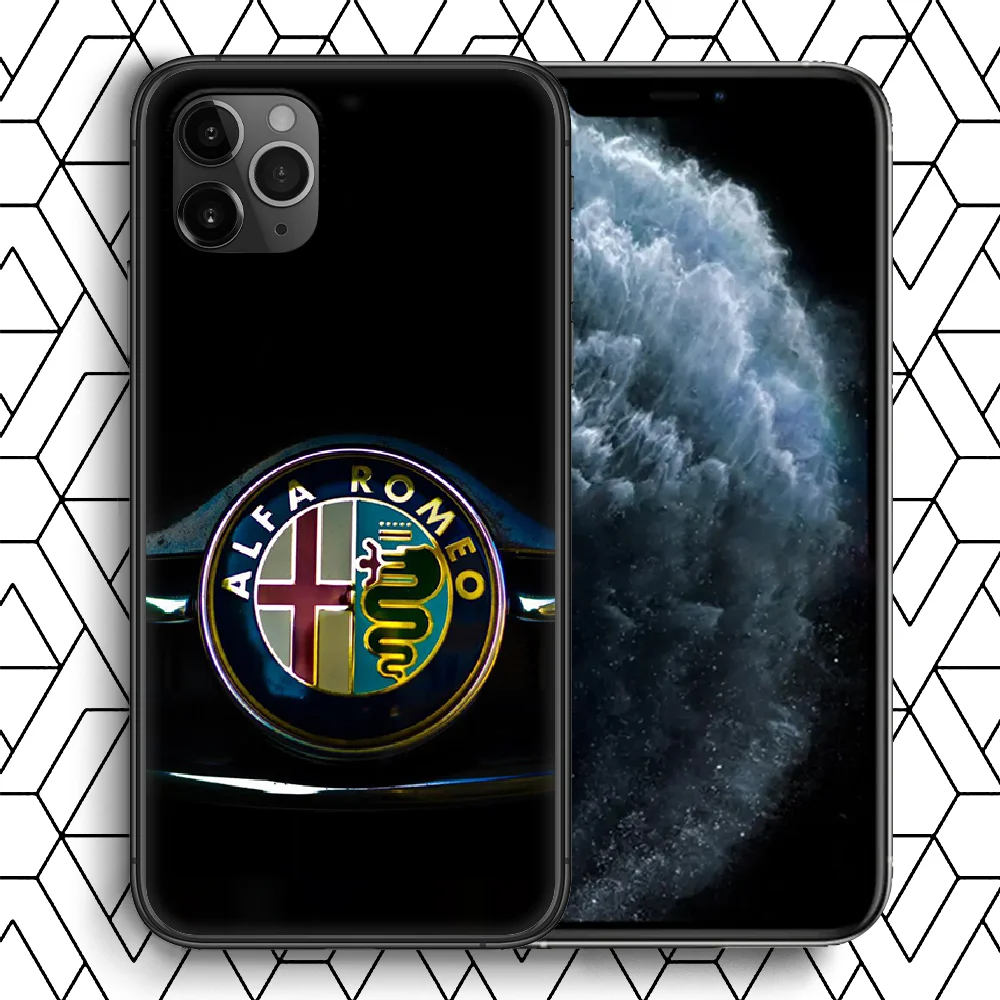 

Alfa Romeo car logo Phone Case For iPhone 4 4s 5 5S SE 5C 6 6S 7 8 Plus X XS XR 11 12 Mini Pro Max 2020 black Cell Luxury Bumper