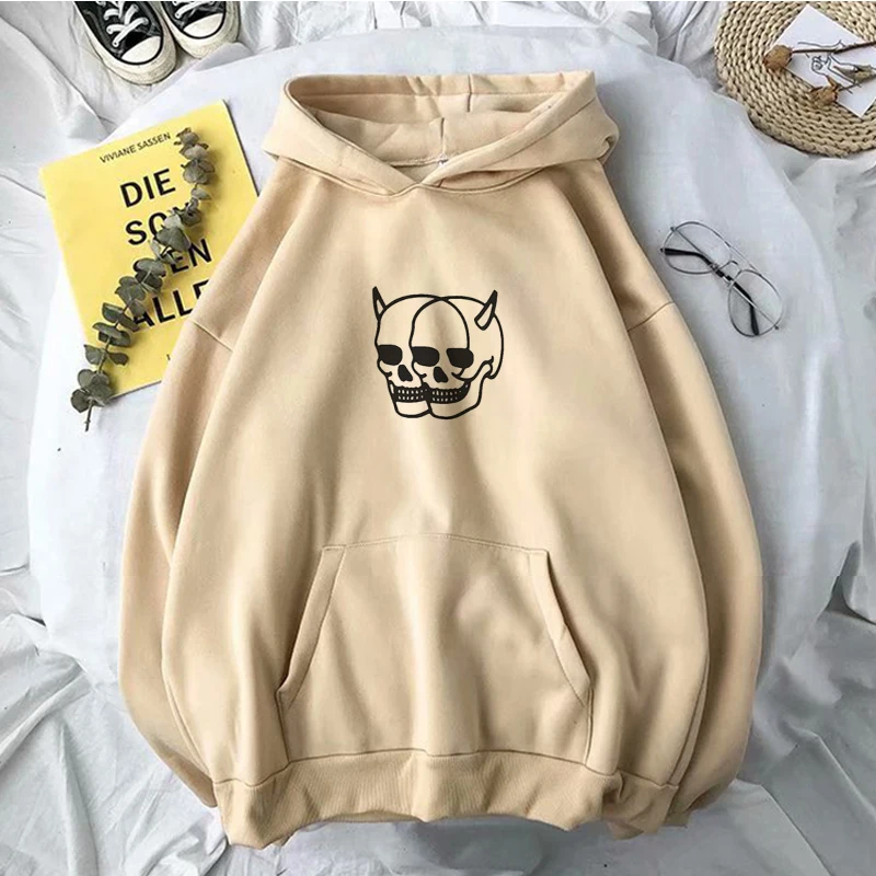 

Skeleton Hoodie Harajuku Oversized Hoodie Khaki Hoodies Female Women Grunge Loose Hooded Skull 2021 Autumn Winter Sweatshirt