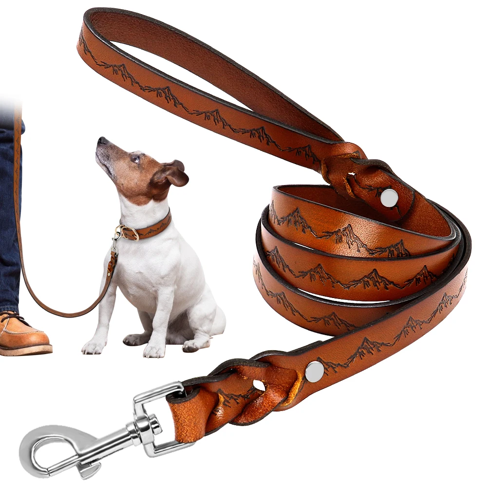 130 см поводок из натуральной кожи для собак прогулок немецкой овчарки золотистый