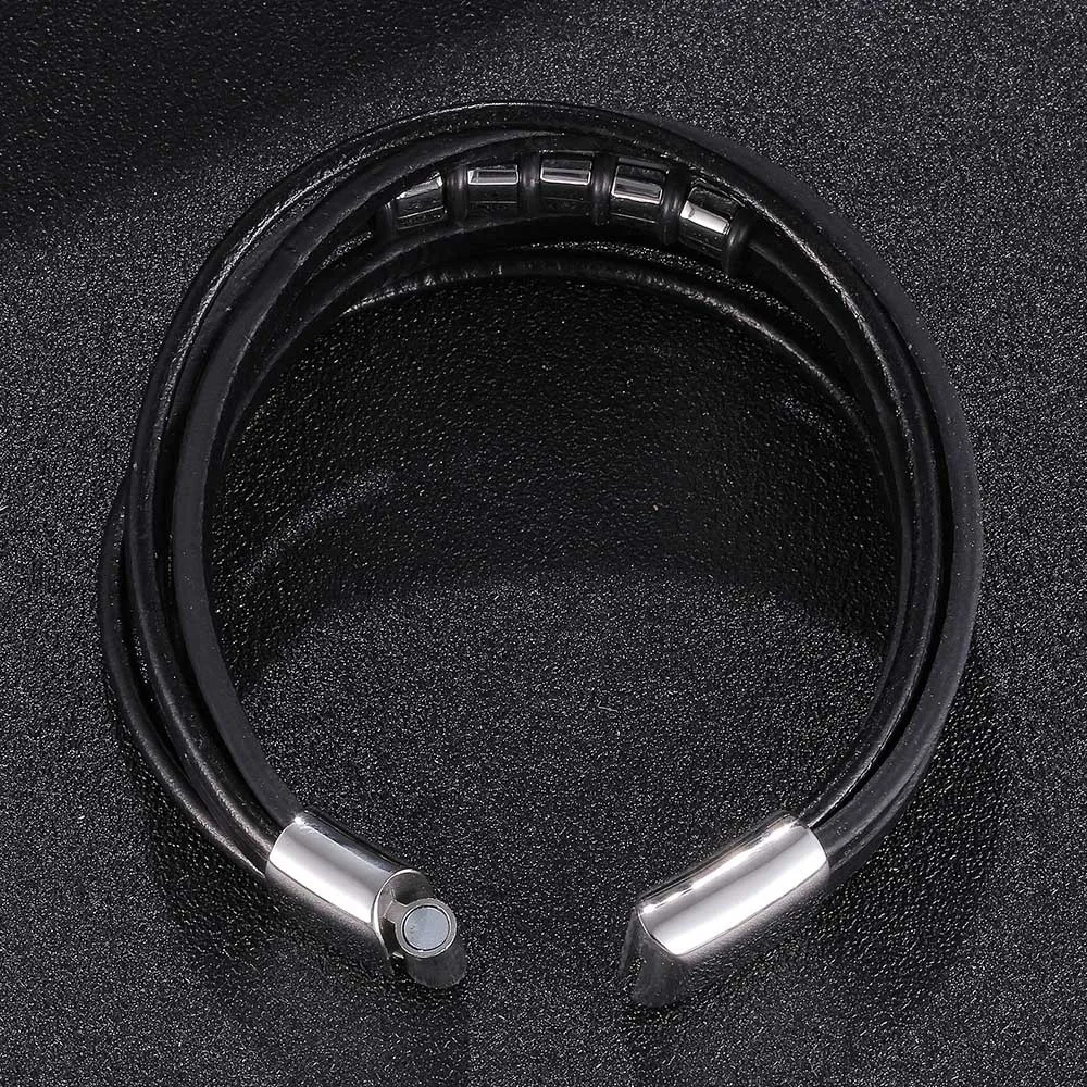 Многослойные плетеные кожаные браслеты FORTAFY для мужчин ювелирные изделия из