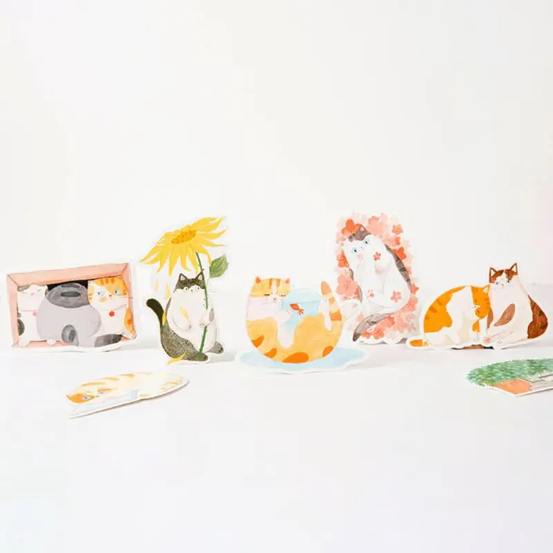 

Postcard Hand-Painted Cat Shape Cat Backyard Cute Hand-Painted Graffiti Style Small Fresh Cute Animal Shaped Card