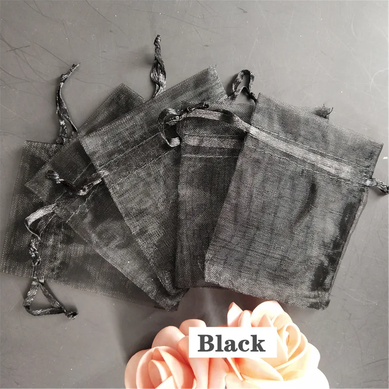 black Лидер продаж 7x9 см/50 шт./пакет Палочки 19 Цвета для упаковки ювелирных изделий, покетики из органзы, подарочные пакеты и мешки, ювелирные изделия, упаковочные сумки 7ZSH312 - Цвет: black
