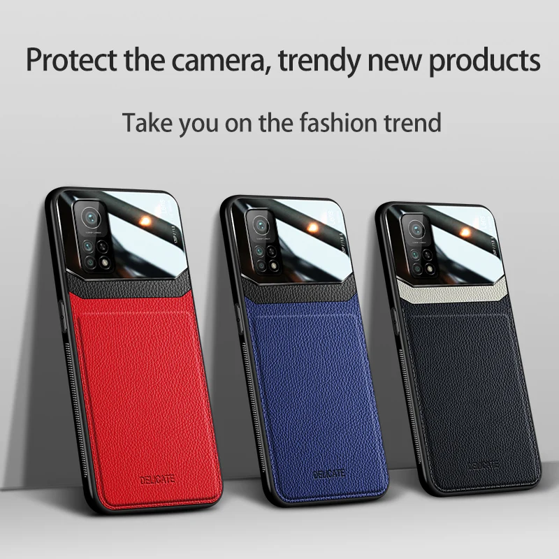 

KONSMART Leather Plexiglass Mirror Silicone Phone Case For Xiaomi Mi 10T 5G Cover Mi 10T Pro 5G Bumper Back Cover Redmi K30S