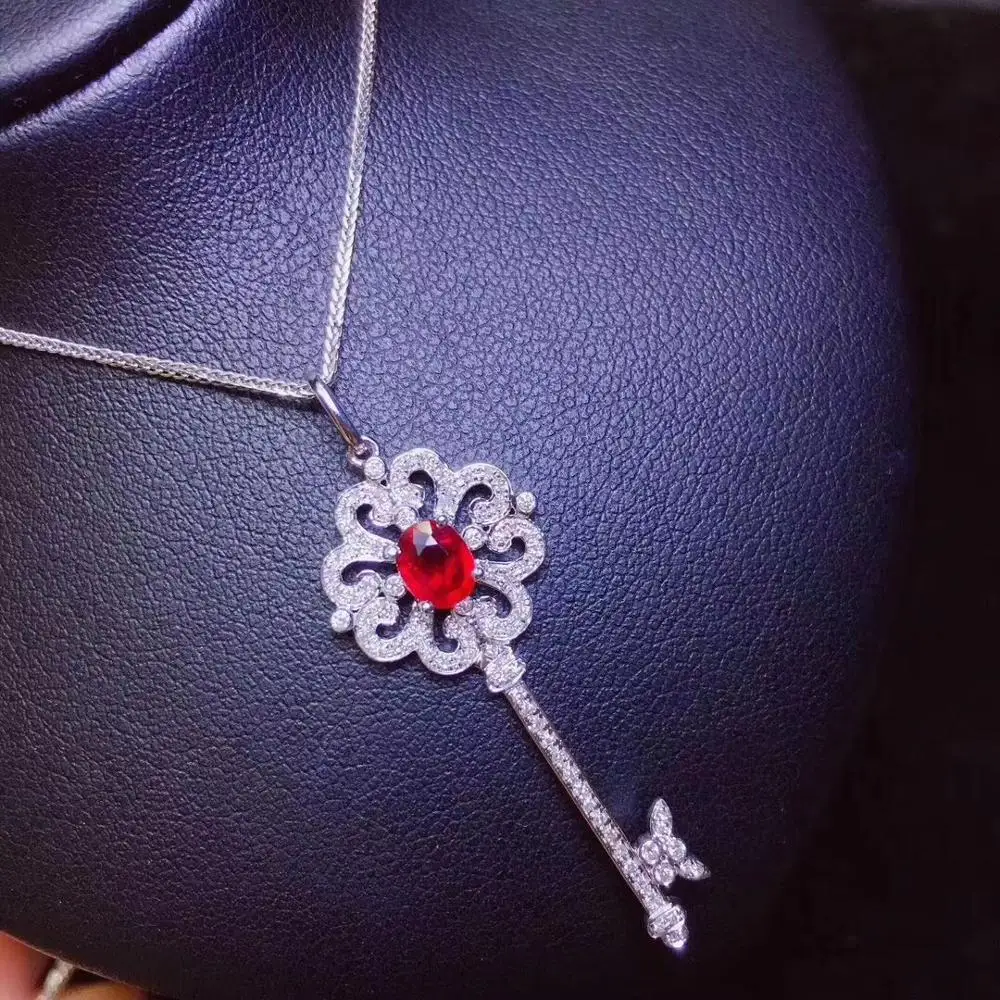 Женское Ожерелье с красным Рубином ювелирное изделие из серебра 925 пробы