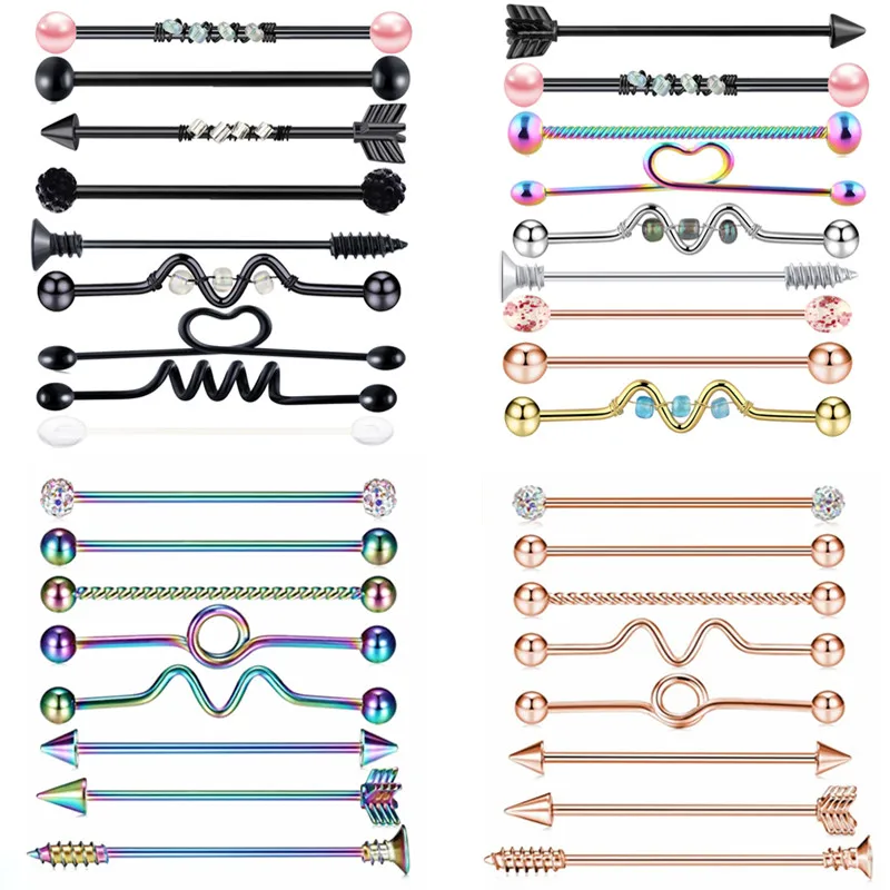 Штанга в форме сердца из нержавеющей стали набор для пирсинга Промышленная