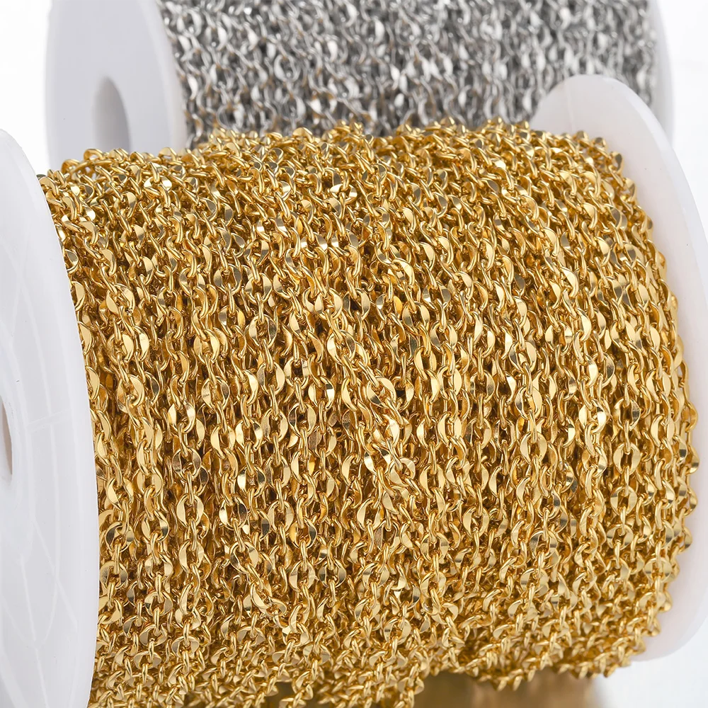 Золотая цепочка из нержавеющей стали 4 5 мм звено для губ изготовления ювелирных