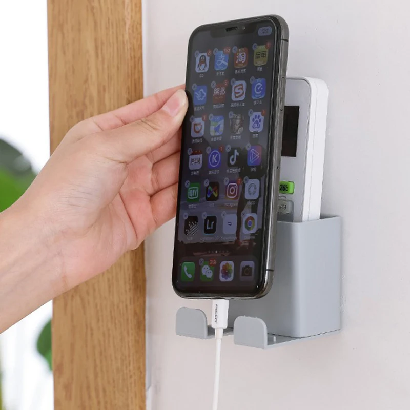 

Creative Wall-mounted Mobile Phone Holder Charging Seat Remote Control Air Conditioning Storage Box Storage Box Office Storage