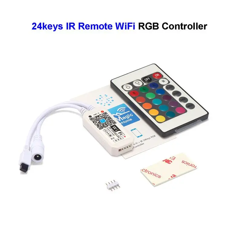 24keys IR WiFi RGB Светодиодный wifi RGB RGBW контроллер DC 5 в 12 В 24 в музыкальный контроллер от Amazon Alexa домашний телефон wifi светодиодный контроллер для светодиодной ленты 5050 - Цвет: 24keys IR WiFi RGB