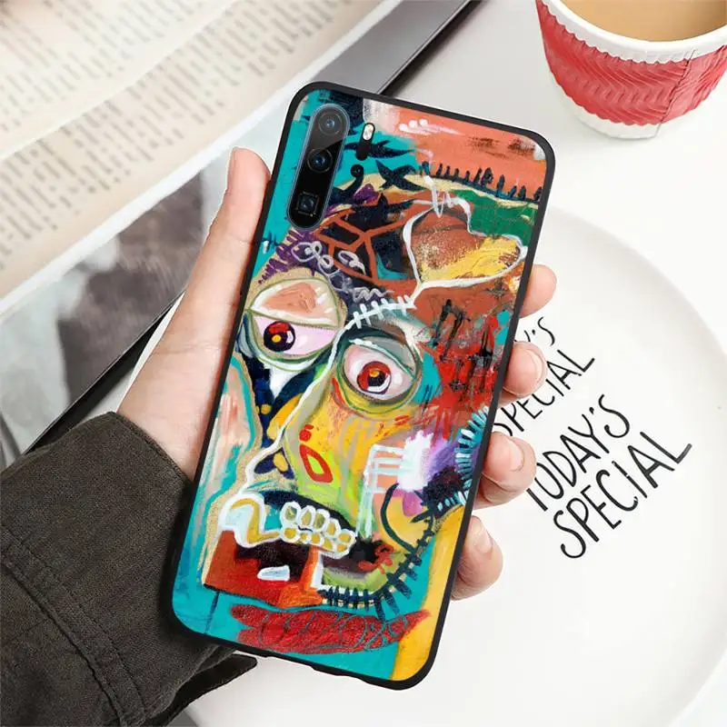 

michael Basquiat Art Graffiti per Phone Case For Huawei honor Mate P 10 20 30 40 i 9 8 pro x Lite smart 2019 nova 5t